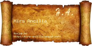 Hirs Ancilla névjegykártya